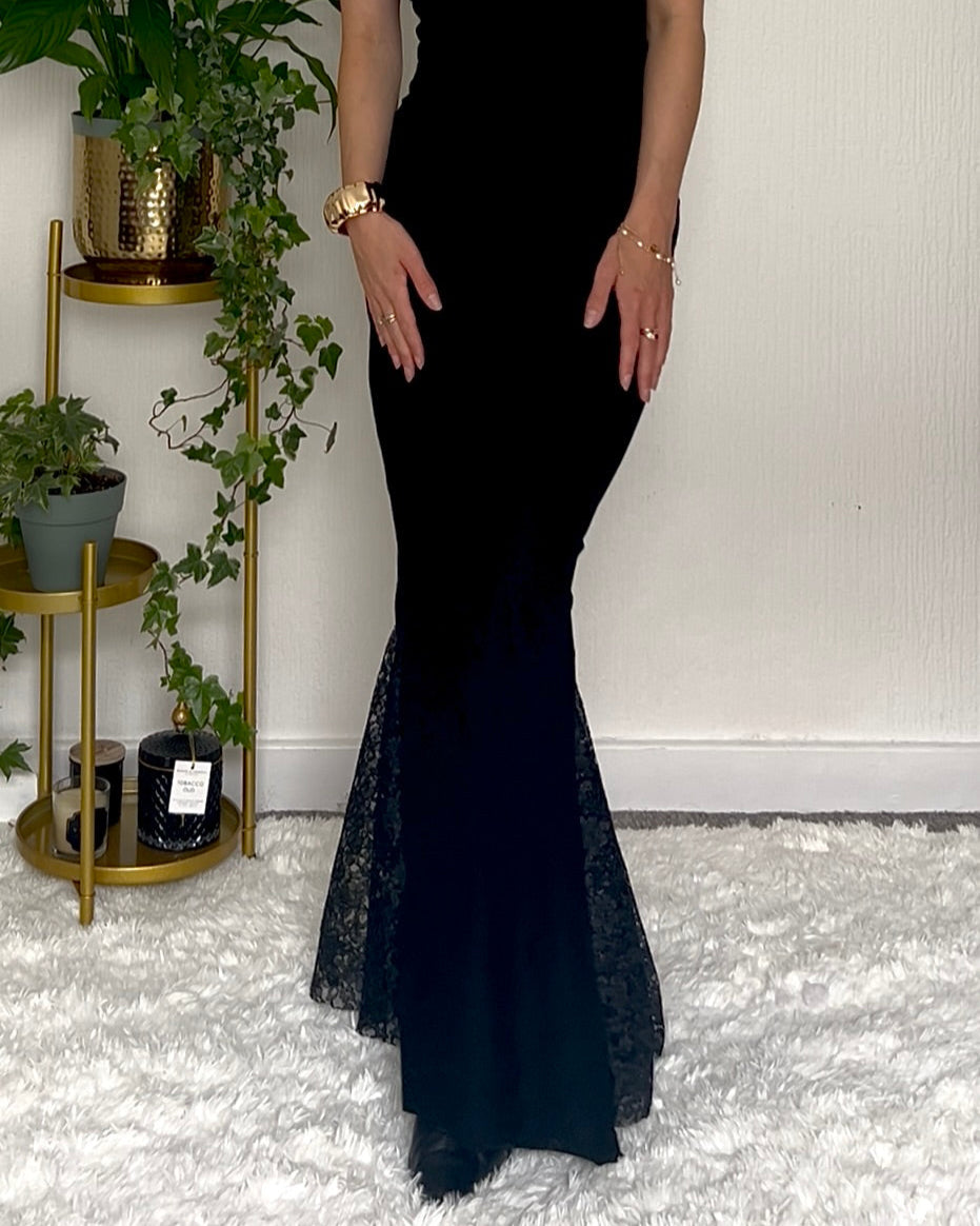 Nadéne Valencia Skirt, Lace Detail Maxi Fishtail Skirt.