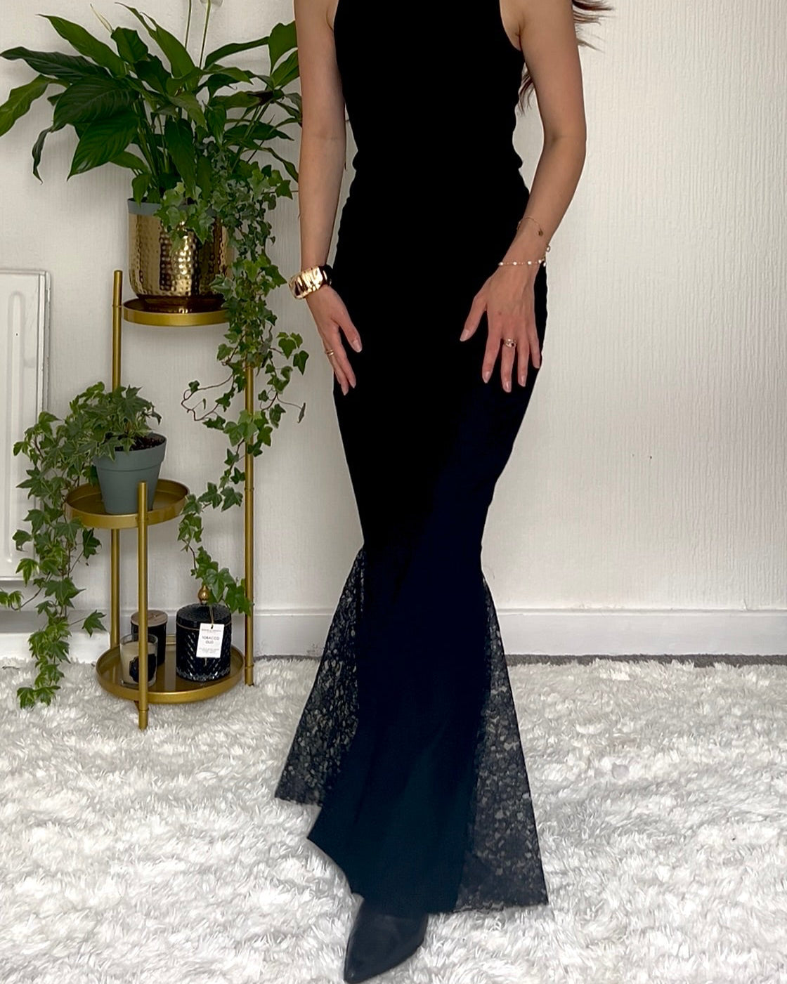 Nadéne Valencia Skirt, Lace Detail Maxi Fishtail Skirt.