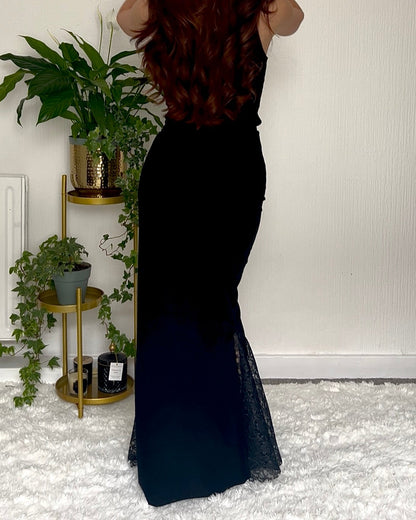 Nadéne Valencia Skirt, Lace Detail Maxi Fishtail Skirt.